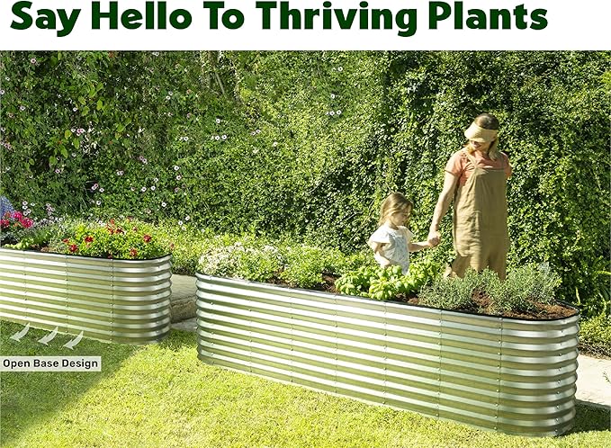 Galvanized Raised Garden Beds Outdoor // 8×2×2 ft Planter Raised Beds for Gardening, Vegetables, Flowers (Silver) // Large Metal Garden Box // Patented Tool-Free Design