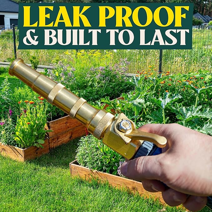 Haus & Garten Heavy-Duty 3/4" Brass Garden Hose Shut Off Valve - Garden Hose Connector, Water Shutoff, Gardening Hose Nozzle Valve, Outdoor 3/4 Inch GHT Brass Shut Off Valve Attachment (1-Pack)